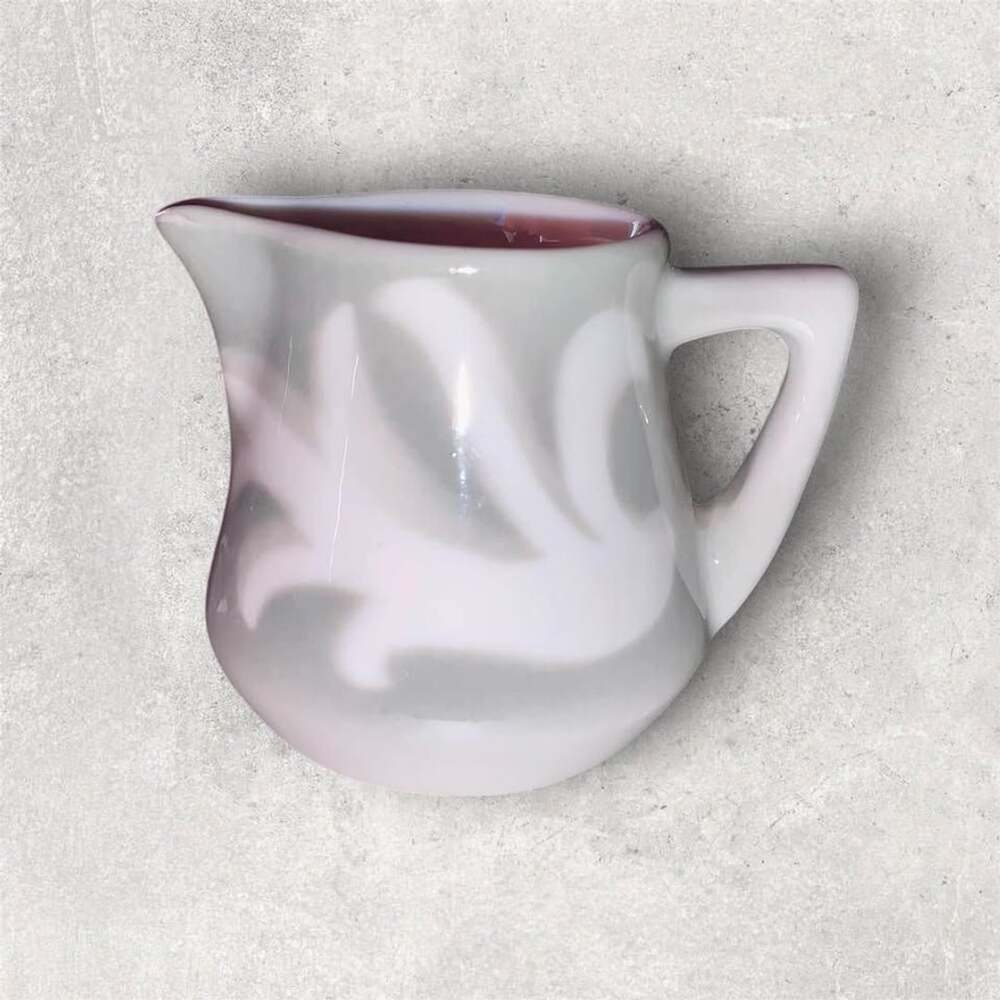 Vintage Rare Gray and White Slag Ironstone Individual Creamer Pitcher Restaurant